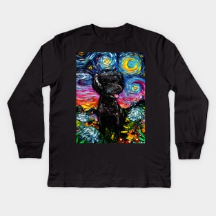Black Poodle Night 3 Kids Long Sleeve T-Shirt